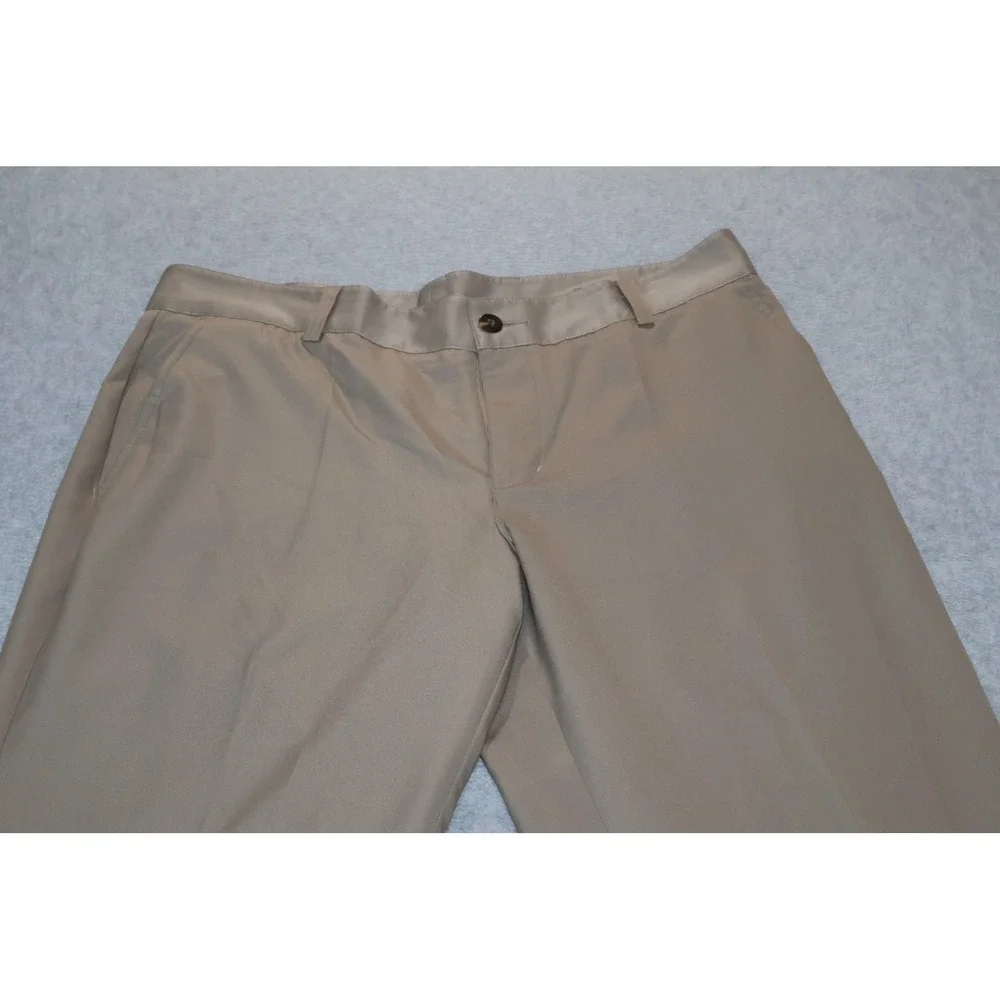 Adidas Golf Pants Mens 34x33 Tan Climalite Flat Front Performance Polyester **